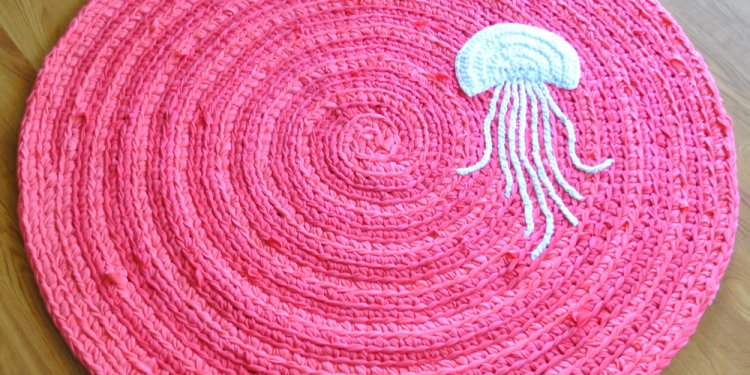 Pink Jellyfish Crochet Rug