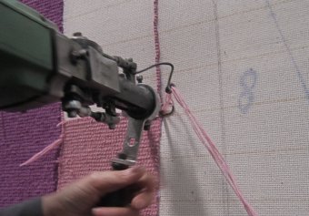 hand tufted rug during production