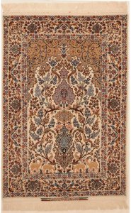 ivory shade silk and wool isfahan rug