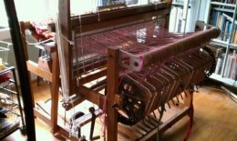 Newcomb Studio Art Rug Loom, warp beam view