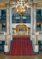 Staircase carpeting within Wang Center