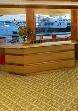 Wall-to-wall flooring on a boat